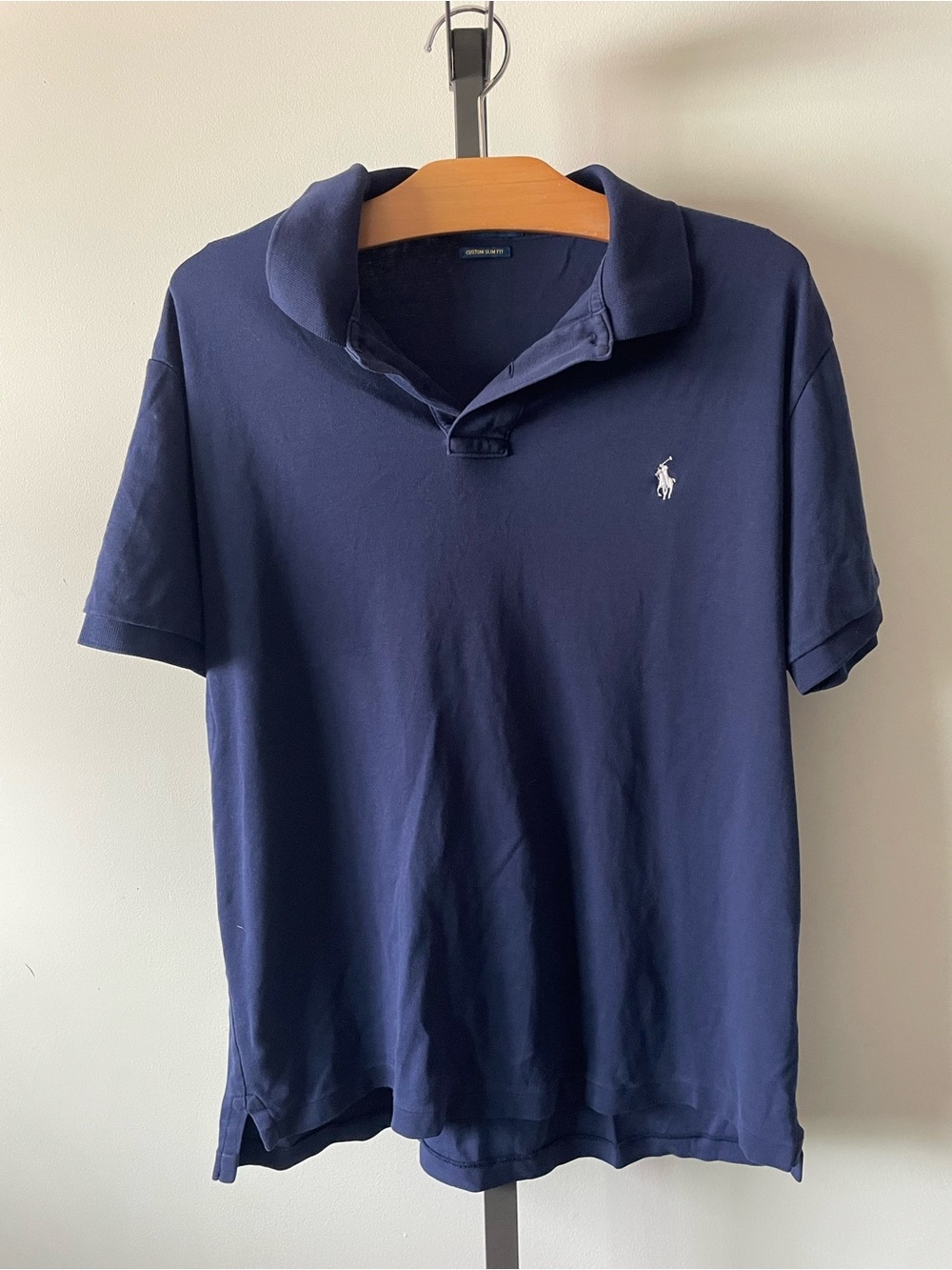 Polo Ralph Lauren Custom Slim Fit Navy Blue Polo Shirt Preppy Prep Large